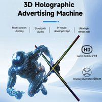 60cm Hologram 3D Fan LED Logo Creative Advertsing Light DIY Custom Holographic Projection Neon Support WIFI Bluetooth Controll image 3