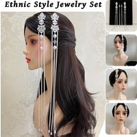 Ethnic Style Head Chain Long Tassel Hair Jewelry Stage Performance Mongolian Headdress Chinese Hanfu Cosplay Hair Accessories