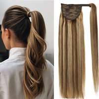 Straight Human Hair Ponytail Extensions 100% Virgin Natural Brazilian Remy Wrap Clip In Hair Horsetail Ponytail For Salon