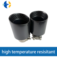 1 PCS Matte Black Honeycomb Car Exhaust Tip, Universal Stainless Steel Muffler Tail Pipe, Clamp-On Sporty Upgrade No Logo
