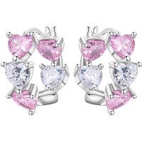 Orstarry Original 925 Sterling Silver Pink Zircon Heart-shaped Earrings Women Hoop Earring Anniversary Jewelry Trendy Gifts
