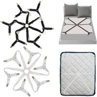 Support de drap de lit élastique réglable, 12 Clips, attaches à Clip pour matelas, couverture, couvertures, sangle de fixation antidérapante, pinces, noir/blanc