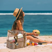 Summer New Hollowed Women's Beach Bag Multiple Pockets Travel Shoulder Bag For Women Large Capacity Toiletry Bag Vacation