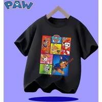 PAW Patrol 2026 New Children's Pure Cotton Short-Sleeved Boys' Sport Shirt Girls' Casual Top Summer T-Shirt Cartoon Print
