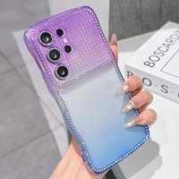 Luxury transparent gradient soft shockproof case For Samsung Galaxy S26 S25 S24 Ultra Plus diamond studded, wavy border cover