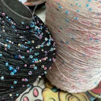 Colorful Bead Polyester Blended Yarn Grain Glass Ball Sweater Knitting Versatile Crochet DIY Hand Knitting Weaving Fine Thread