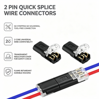 100Pcs 2Pin Low Voltage Cable Connectors No Stripping Push In Terminal Block Brass Splice Clamp for Motorcycle Boat LED Strip