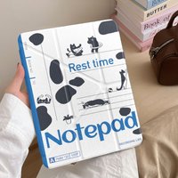 Tablet Case for IPad 10.2 Case 7/8/9th Generation IPad 10th Generation Case 2022 Pro 11 2nd 3rd 4th White Retro Black Dot Puppy
