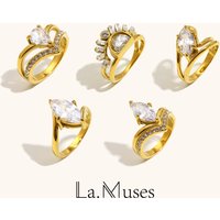 La. Muses High Quality Shining Zircon Series Stainless Steel Women's Ring Fashion Exquisite Finger Jewelry Accessories