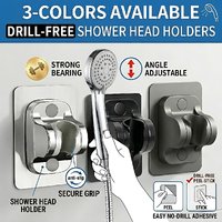 Universal Adjustable Shower Head Holder No-Drill Adhesive Wall Mount Bracket Waterproof Punch-Free Shower Support Chrome/Black