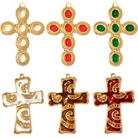 3pcs/Lot Stainless Steel Natural Stone Cross DIY Charm Evil Eye Rudder Necklace Pendant Women Rose Flower Shoe Accessory Jewelry