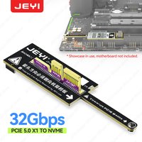 JEYI Flat PCIe 5.0 x1 to NVMe Adapter Card 128Gbps No GPU Obstruction Compact Mini Design for M-Key NVMe SSD PCIe X1/X4/X8/ X16