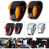 2 Pcs Motorcycle Visor-Style Blinker Bezel Turn Signal Light Len Trim Cover For Harley Dyna Street Glide Fat Boy Softail Touring