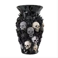 Black Diamond Skull Resin Vase Gothic Style Creative Home Decorative Flower Vase Horror Skeleton Shape Ornament Art Craft Decor