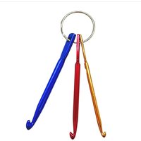 3Pcs Mini Aluminum Crochet Hooks Keychain Set Portable Travel Knitting Needles 3.0-5.0mm DIY Craft Weaving Stitch Tools