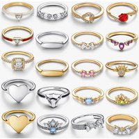 2026 New 925 Silver Eternal Heart Rose Princess Crown Sparkling Butterfly Wings Sun Moon Ring DIY Exquisite Charm Jewelry Gift