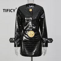 Fashionable and Trendy Crocodile Patterned Skirt Set Women's Round Neck Silhouette Top+high Waist and Hip Hugging Skirt