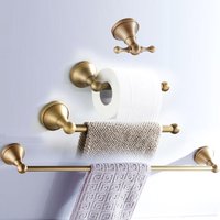 Luxury Solid Brass Bathroom Accessories Set: Towel Bar, Paper Holder, Towel Ring, Robe Hook - Complete Modern Bathroom Set