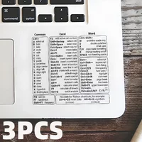 3pcs Windows PC Laptop Keyboard Reference Shortcut Stickers Laptop Skins Office Accessories
