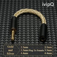 ivipQ Adapter Cable 2.5/3.5/4.4mm Male To 2.5/3.5/4.4mm Female Male to Male 8 Core Gold+Silver Balanced Audio Conversion Cable
