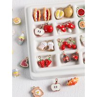New 1PCS Zinc Alloy Drip Oil Simulation Strawberry Cherry Fruit Charms Pendant DIY Necklace Bracelet Keychain Jewelry Accessorie