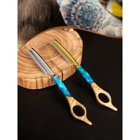 Pro Hair Cut Razor Hair Cutting Thinning Knife Beard Sharp Barber Razor Blade Japanese Resin Solid Wood Salon Tools Dropshipping