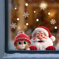1pc Santa Claus Glass Sticker Removable Static Cling Decoration for Living Room Entrance Corridor Window Clings Decoration