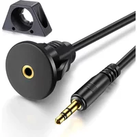3.5mm Male to Female Car Dashboard Panel Flush Mount Cable AUX Audio Jack Waterproof Extension Cable For Car Boat Motorcycle