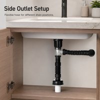 1-5pcs Bathroom Sink Drain Kit Pop Up Drain Stopper Flexible Hose ABS Body Stainless Steel Top Side Outlet Basin Drain Pipe Set