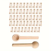 50/100pcs Round Honey Coffee Spoons Mini Wooden Spoons Home Kitchen Cooking Spoons Tool Scooper Salt Seasoning Round Mini Spoon