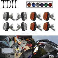 Universal Red Mini Number License Plate Bolts On Reflectors Rear Safety Warning Reflective For Cruiser Touring Harley Off Road