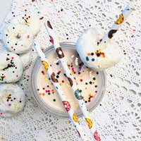 Doughnut Themed Paper Straws Donut Colors Pink Blue Yellow 25-100Pcs party wedding gift paper straw