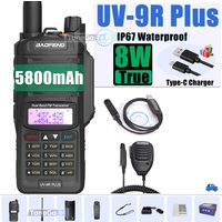 Baofeng UV-9R Plus IP67 Waterproof Walkie Talkie 8W 5800mAh USB-C Charger Battery Flashlight FM Radio Long Range With Micspeaker
