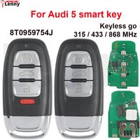 Lenny 8T0959754J 315/433/868MHz Audi 5 3/4 Button Cutable Blade Car Smart Remote Key for Audi A4 A5 A6L A7 A8 Q5 Keyless Go Key