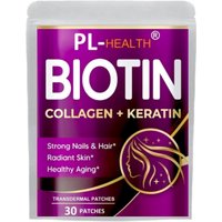 Biotin Transdermal Patches With Collagen Nails & Hair, Radiant Skin, Healthy Aging -30 Patches One Month Supply