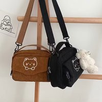 Canvas Bag Korean Style Japanese Harajuku Canvas Crossbody Bag Women's Shoulder Bag Cute Forest Style Trendy Small Crossbody Bag Corduroy Cartoon Canvas Bag Unique Internet Celebrity Fashion Trend