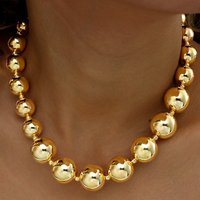 Vintage Exaggerated Goth Round Beads Chain Necklace for Women Punk Chunky Baroque Choker Necklace Elegant Daily Holiday Jewelry