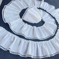 White Cotton Lace Pleated Ruffle Trim Hollow Embroidery Guipure 3D Lace Fabric Ribbon Skirts Fringe Scarfs Sewing Decor