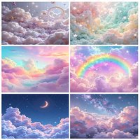 Dreamy Sky Colorful Clouds Rainbow Photography Background Supplies Girl Birthday Party Decor Backdrop Banner Photo Shoot Props