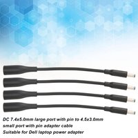 4pcs DC 7.4x5.0mm to 4.5x3.0mm Adapter Cable Plug and Play Portable Tip Adapter Connector Converter Cable for Dell Laptop