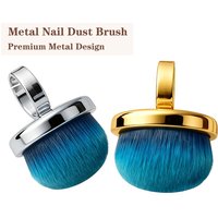 Metal Ring Nail Dust Brush, Hands-Free Finger Cleaning Brush Soft Dense Bristles for Acrylic Gel Dip Powder Removal Salon Home