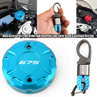 For CFMOTO 675 SR/SRR/SS/NK/MT 675SR 675NK 675SR-R Moto Accessories Front Brake Fluid Reservoir Caps Guard & Keychain Key Ring