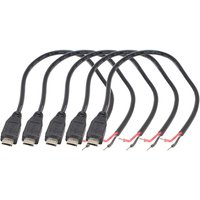 5pcs Micro USB Male Plug Cable 12inch 30cm 5V 3A 22AWG 2 Wires Power Pigtail Cable Cord DIY Black, 1 feet