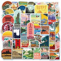 50PCS New Global Travel City Landscape Stickers Decal DIY Phone Laptop Guitar Stationery Scrapbook Skateboard Toy Sticker