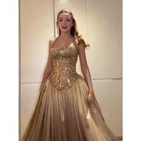 Aunber Customized Luxury Elegant Halter Diamond Appliques Evening Prom Gowns Eye-Catching Corset A-Line Quinceanera Dresses