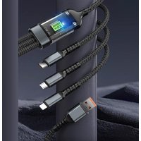 1/2PCS 3 in 1 Fast Charging Cable Universal Lightning Micro Type C Charger Wire for iPhone 16 15 14 Samsung Huawei Phone Cord