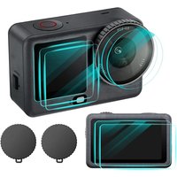 Camera Lens Dust Cover for DJI Osmo Action 6 Silicone Dust-proof Protective Cover Case Cap Tempered Glass Film for DJI Action 6