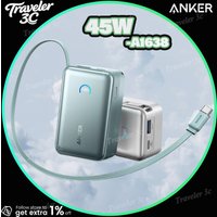 ANKER S1 45W 10000MAH Fast Portable Charger 235g Lightweight Anker A1638 Power Bank With 70CM Data Cable Type-C USB-A Laptop PC