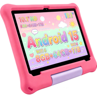 Kids Tablet 10.1" HD Android 15 8GB+64GB 1TB Expand WiFi6 5000mAh Eye Protection Educational Tablet for Toddlers Shockproof Case