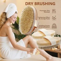 Natural Bristle Brush Soft Wet Dry Skin Body SPA Brush Bath Massager Home Dry Wet Back Shower Brush Exfoliating Bathing Brush